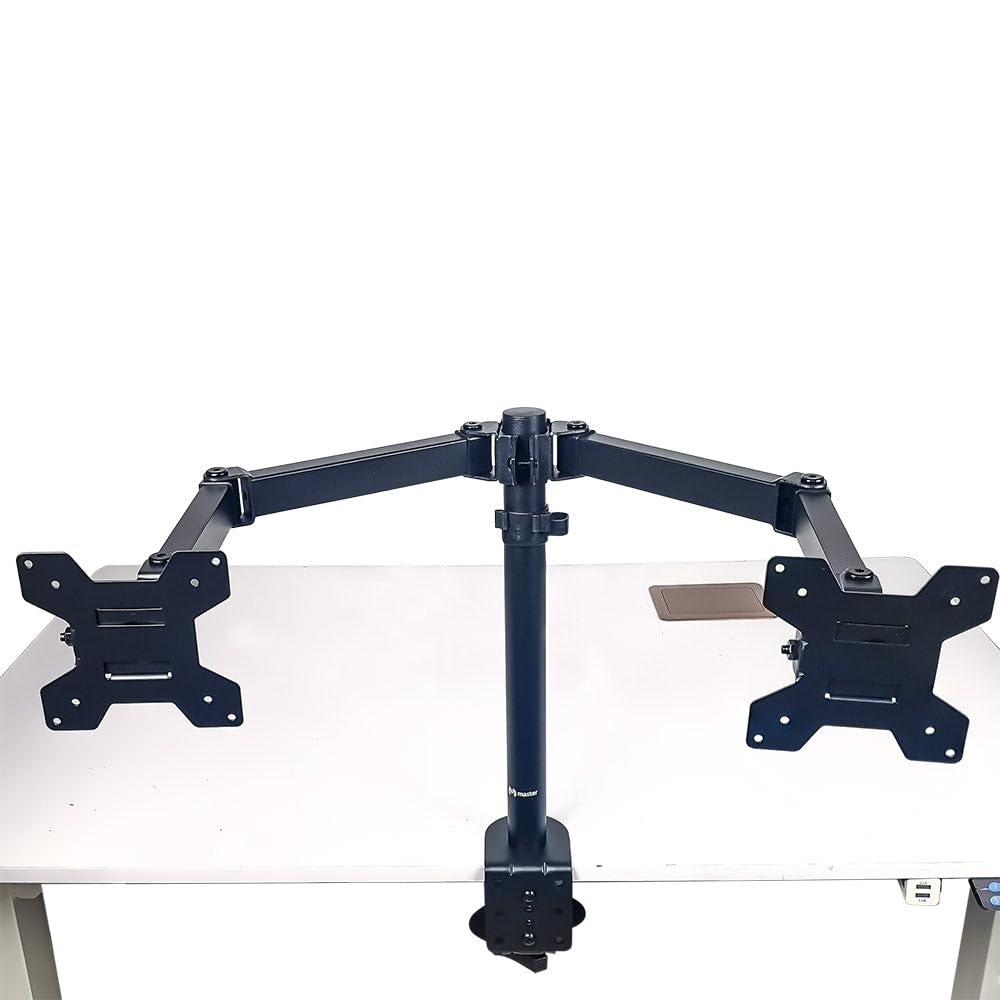 Soporte de Escritorio Master Negro con Doble Brazo Articulable para Dos Monitores
