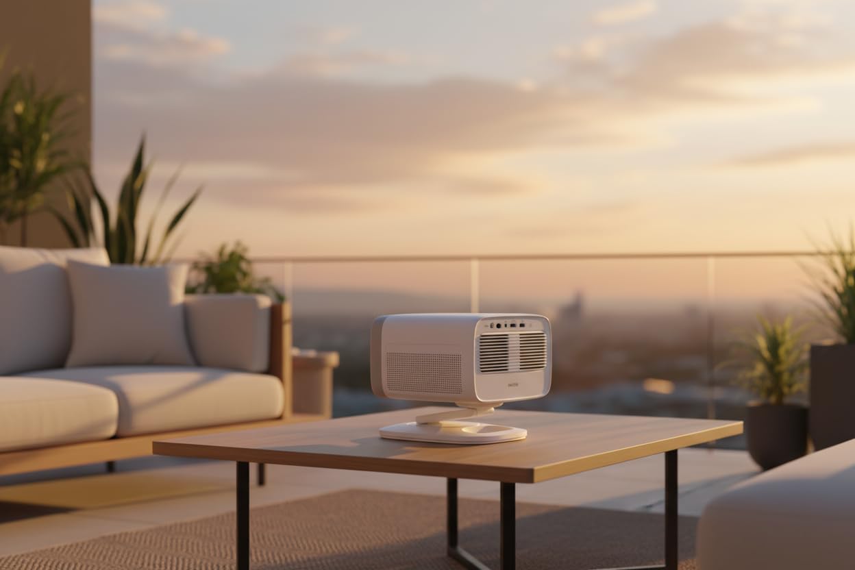 Philips Neopix 444, Proyector 4K, Resolución Nativa 1080p, 500 lúmenes ANSI, sonido estéreo de 10 vatios, enfoque automático, autokeystone, cable HDMI a USB-C incluido, blanco.