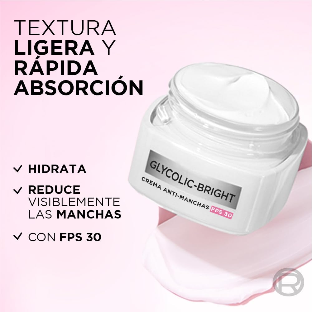 L'Oréal Paris Kit Crema Día Y Crema Noche Glycolic Bright, Anti-Manchas con Ácido Glicólico y Niacinamida