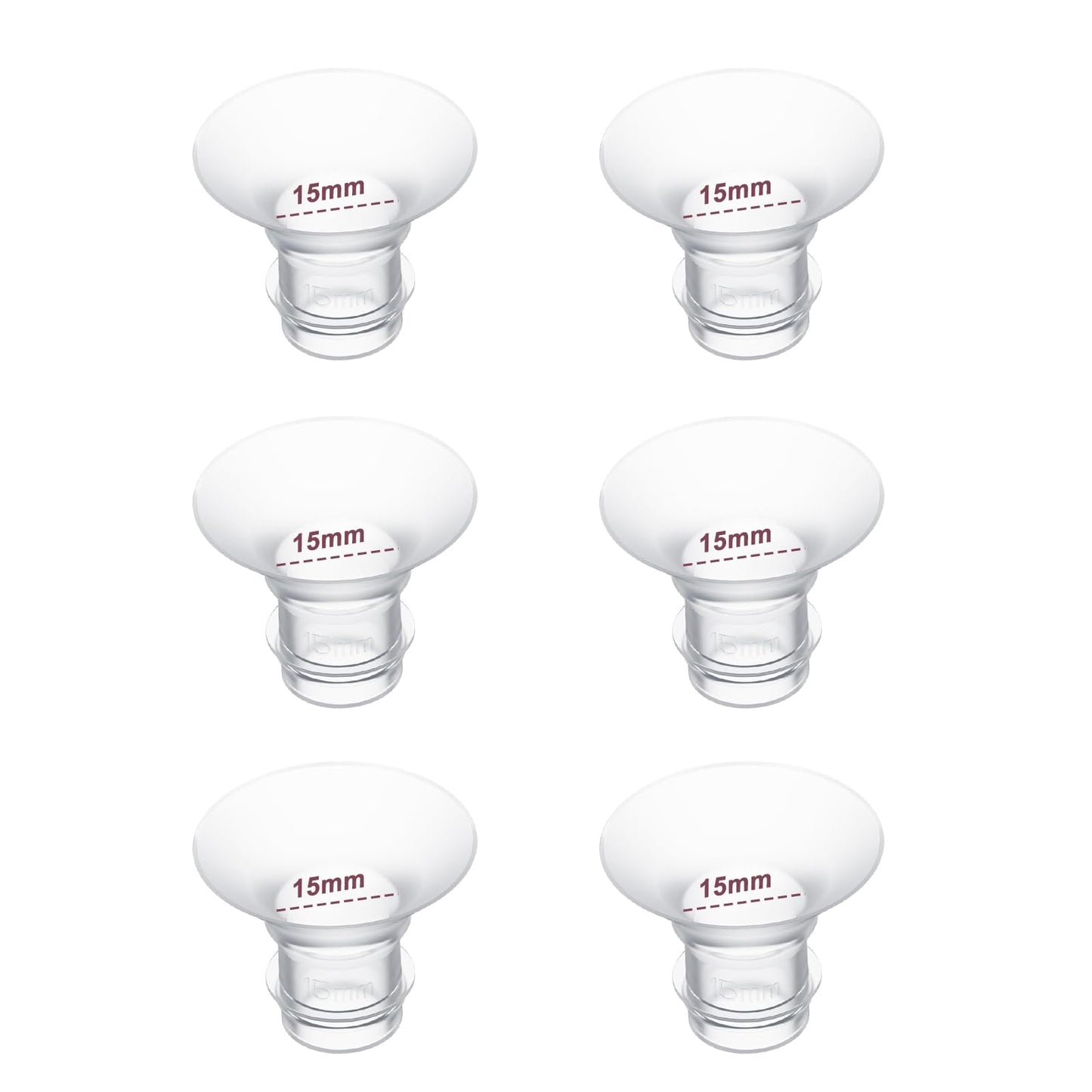 Insertos de brida 15mm 6 piezas, Compatible con taza de extractor de leche portátil Momcozy S12 Pro/S9 Pro/S12/S9, Adecuado para protectores/bridas de 24mm de Medela/Spectra/Elvie/Willow/TSRETE