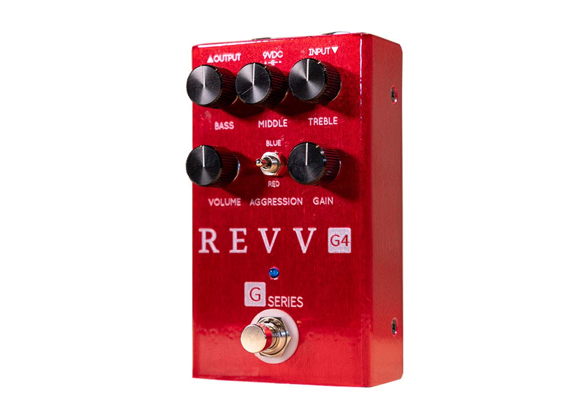 Pedal de Preamplificador Revv G4 Rojo con Sobremarcha y Distorsión