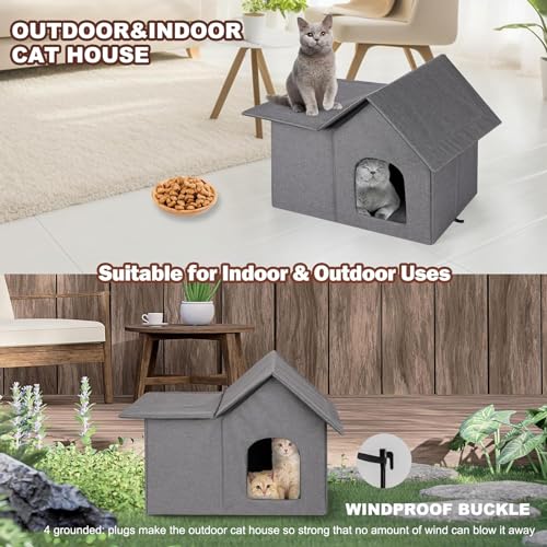 Casa para gatos al aire última intervensión, casa para gatos Feral aislada con alfombrilla y clip, resistente a la intemperie y aislada, camas para gatos para gatos, gatitos, cachorros, nunca soplan lejos