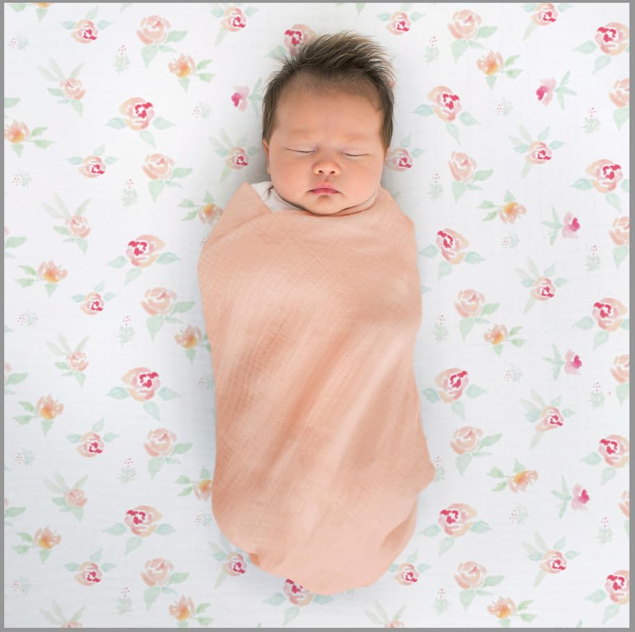 SwaddleDesigns - Mantas de Muselina de algodón para bebé niño y niña, Juego de 4, Mantas de recepción Neutras para recién Nacido, Registro de bebé y Regalo, 46 x 46 Pulgadas, jardín de Primavera