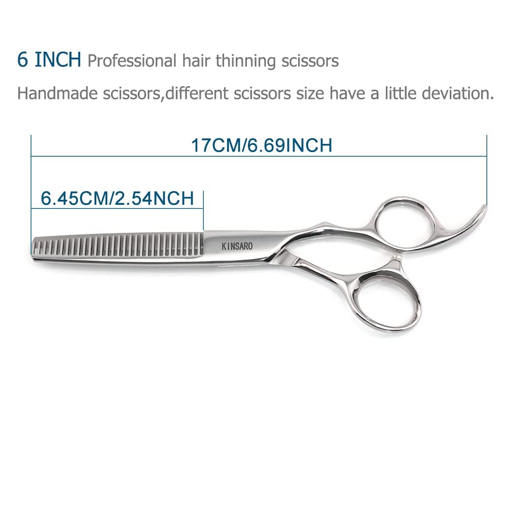 Tijeras profesionales para adelgazar el cabello de 6 pulgadas, tijeras para adelgazar el cabello afiladas, tijeras de peluquero de 30 dientes, tijeras 440C, KINSARO