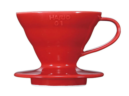 Hario V60 - Cafetera de cerámica para verter sobre cono tamaño 01, color rojo