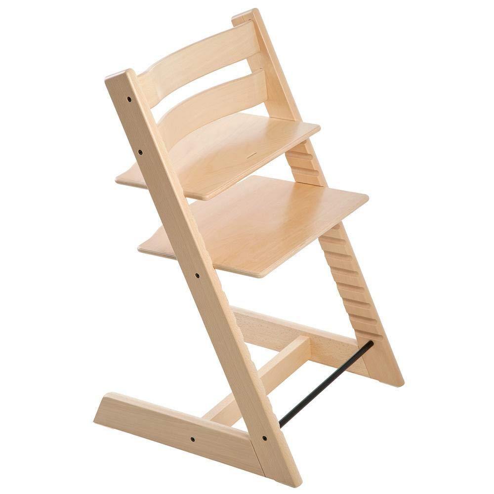 Stokke - Silla alta Tripp Trapp Cojín + Bandeja Stokke (Blanco) - Incluye Silla + Set de Bebé con Arnés Extraíble para Niños de 6 a 36 Meses (Natural)