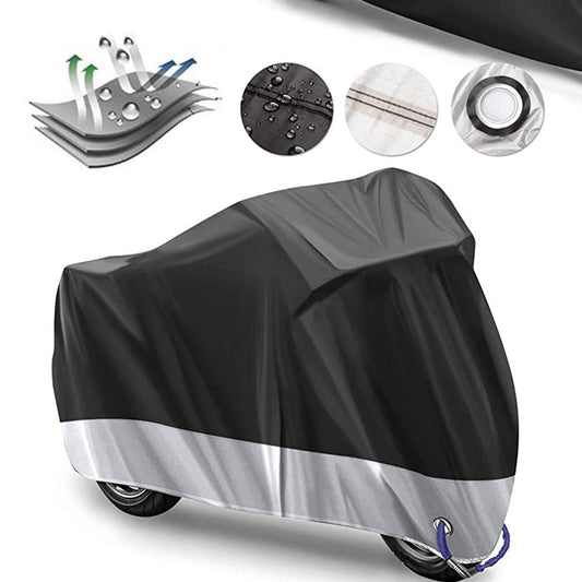 Bronkey Scooter Motocicleta Cubierta Impermeable al Aire Libre - Motor Bike Protection Black & Silver 3XL