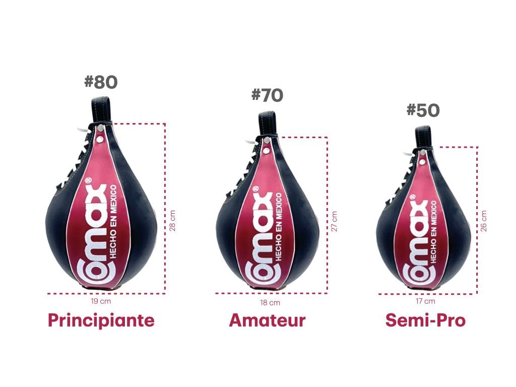 COMAX Pera de Box en Piel con Asa, Bolsa de Boxeo para Entrenamiento, Resiste el Uso Intensivo y Prolongado, Diseñada con 1 o 2 Asas para Ofrecer un Ajuste Seguro y Estable. (1 Asa, 50)