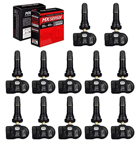 Autel MaxiTPMS MX - Sensor 12 unidades de tallo de goma 315/433MHz TPMS Sensor universal de neumáticos programado por TPMS Tool TS401 TS408 TS508 TS601 TS608 MK808TS MX808TS MS906TS ITS600