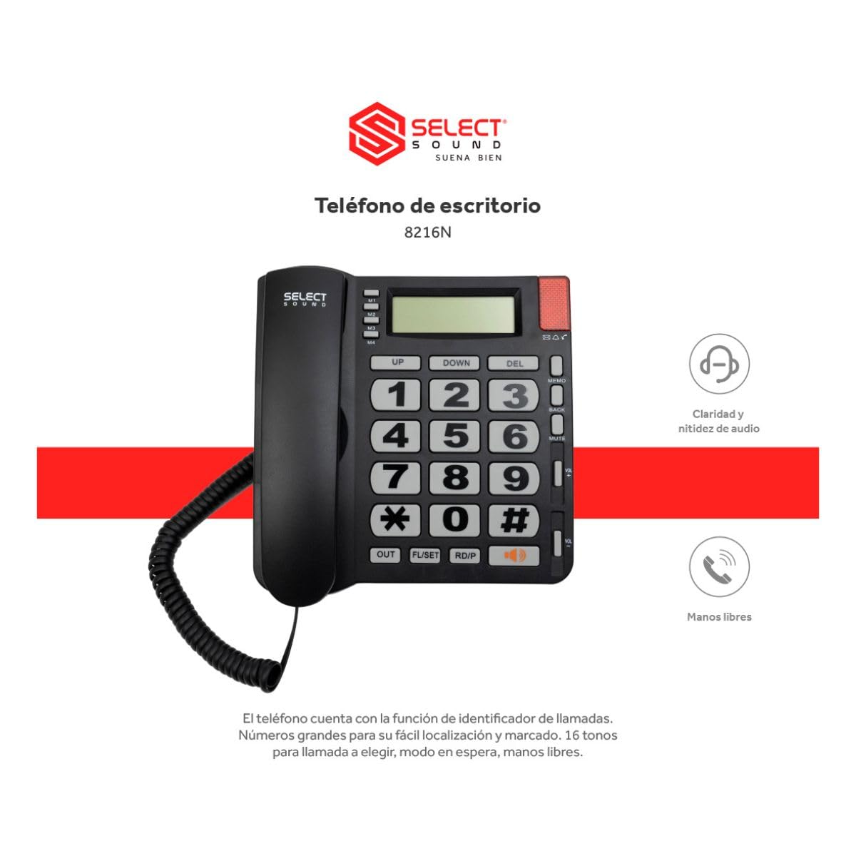 Select Sound Teléfono Alámbrico con Numeros Grandes