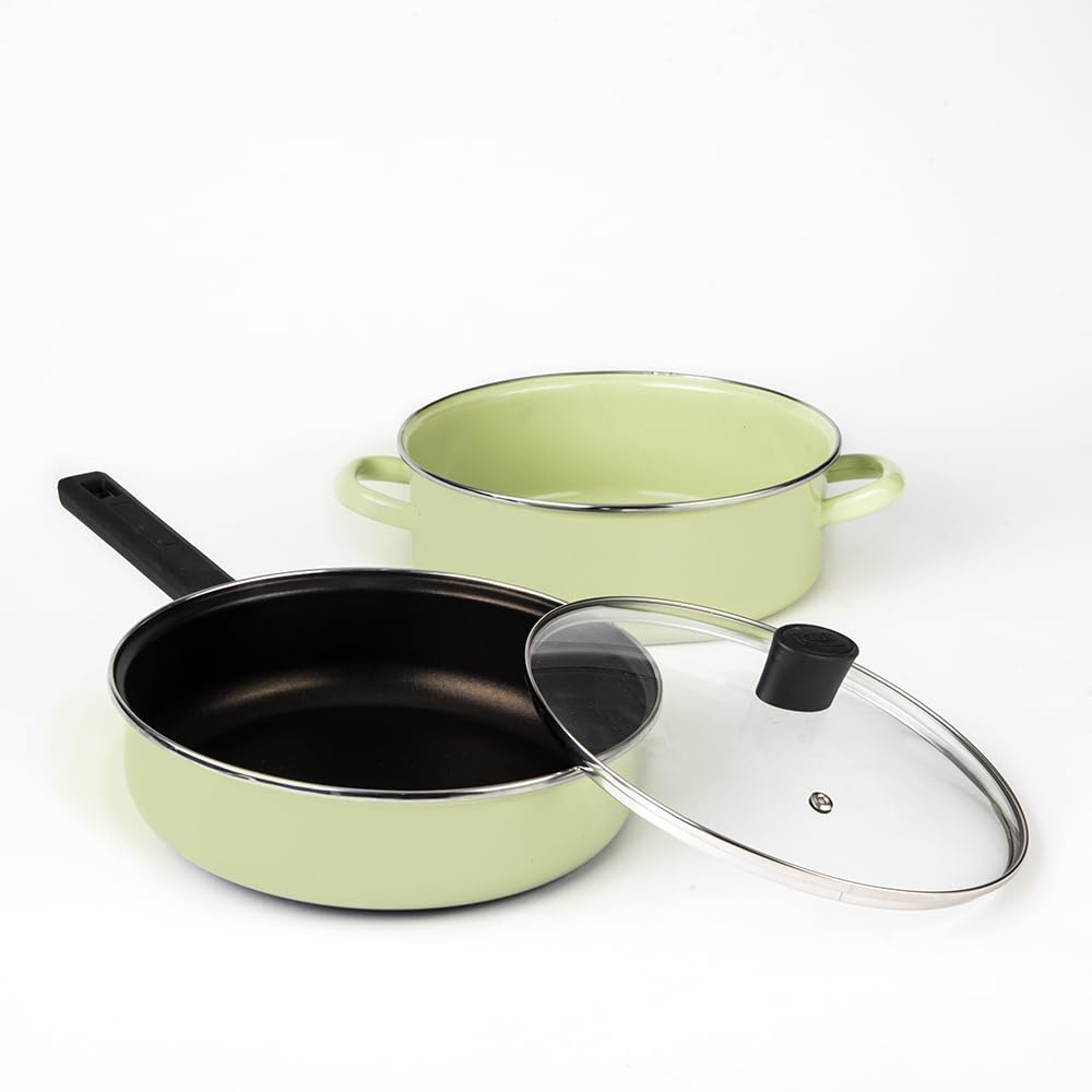 Cinsa Bateria de Cocina Pontevedra 11 piezas de Peltre Pesado (Verde Manzana)