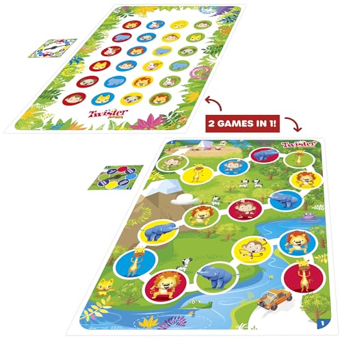Hasbro Gaming Twister Junior Game, Animal Adventure - Tapete de 2 Caras, 2 Juegos en 1, Juego de Fiesta para niños de 3 años en adelante y 2 a 4 Jugadores (Exclusivo de Amazon)