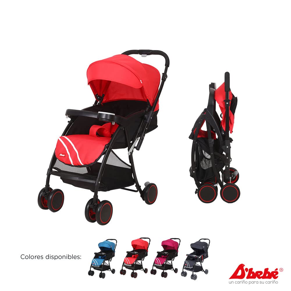 D´BEBÉ - Carriola Lu Baby - Carriola con Manubrio Reversible - Permite tener al Bebé siempre a la vista - Incluye Charola Porta Biberones - Color Roja
