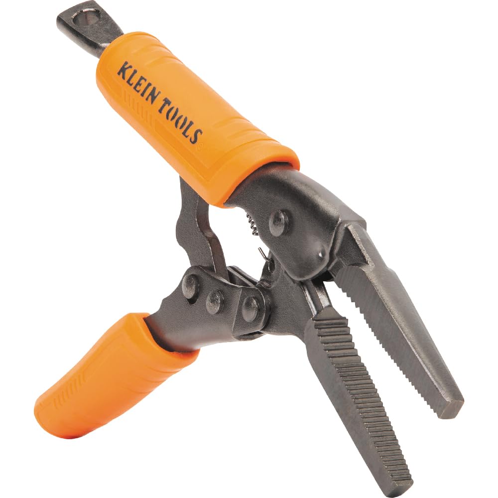 Klein Tools 38665 - Juego de alicates de bloqueo, punta larga de 6 pulgadas, mandíbula curvada de 7 y 10 pulgadas, par alto, puños de topo para sujetar y agarrar 3 piezas