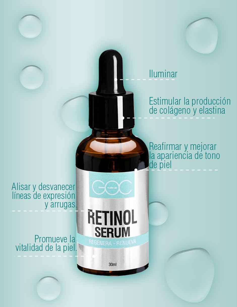 GOC, Suero De Retinol, Reafirma y alisa la piel, Mantiene la piel firme y tersa, Disminuye líneas de expresión, Atenua imperfecciones en la piel, Disminuye manchas, GSKIN08