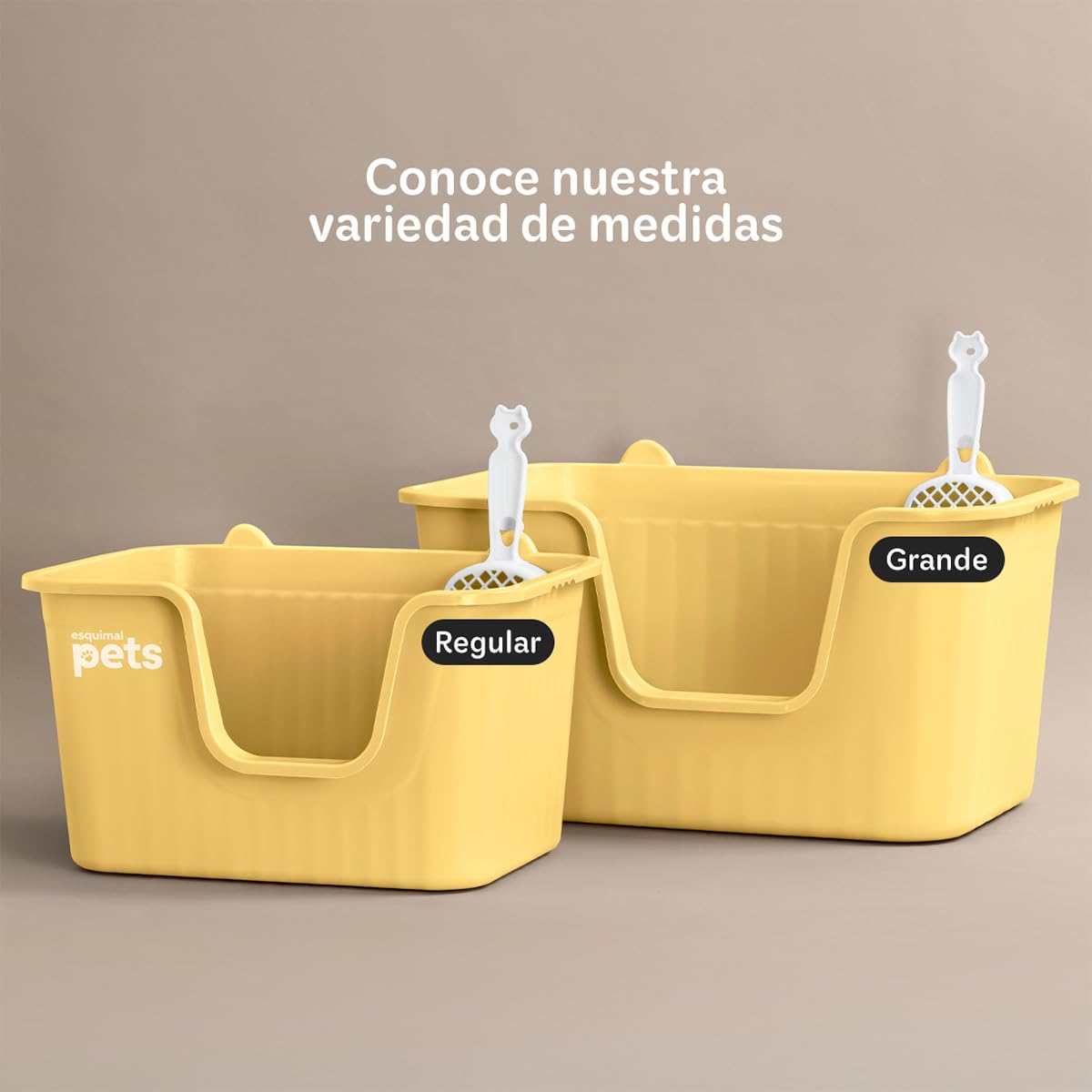 Arenero para Gato Esquimal Amarillo con Paredes Altas y Pala Grande