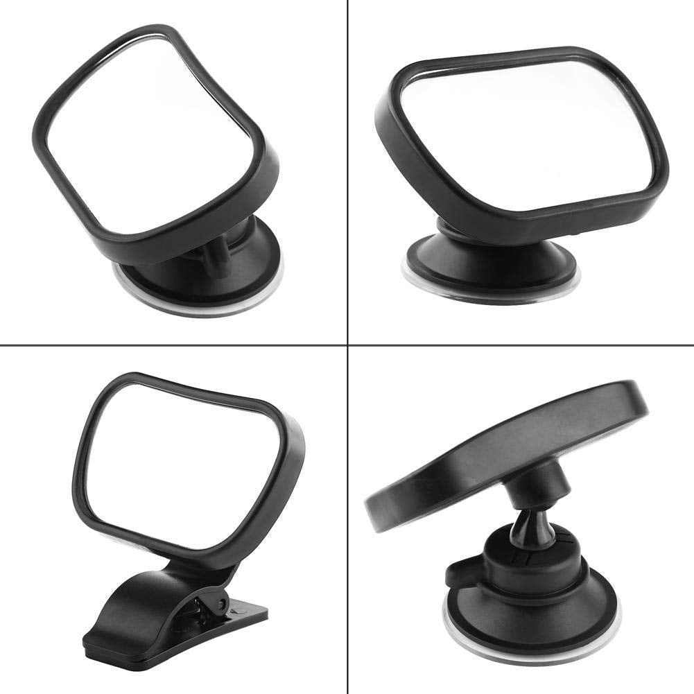 Aramox Espejo para bebé, 1 pieza ajustable para el asiento trasero del bebé con ventosa, color negro