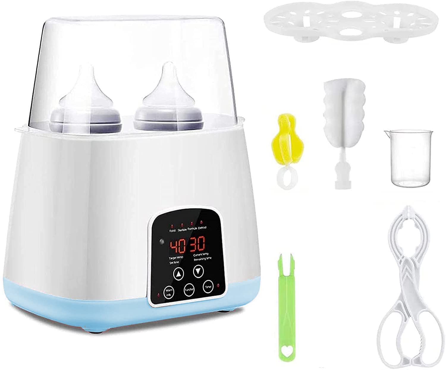 Calienta Biberones para Bebé, 5 in 1 Calienta Biberones Portátil de Botellas Dobles, Inteligente Control Táctil Calienta Biberones Control Preciso de Temperatura para Leche Materna o Fórmula