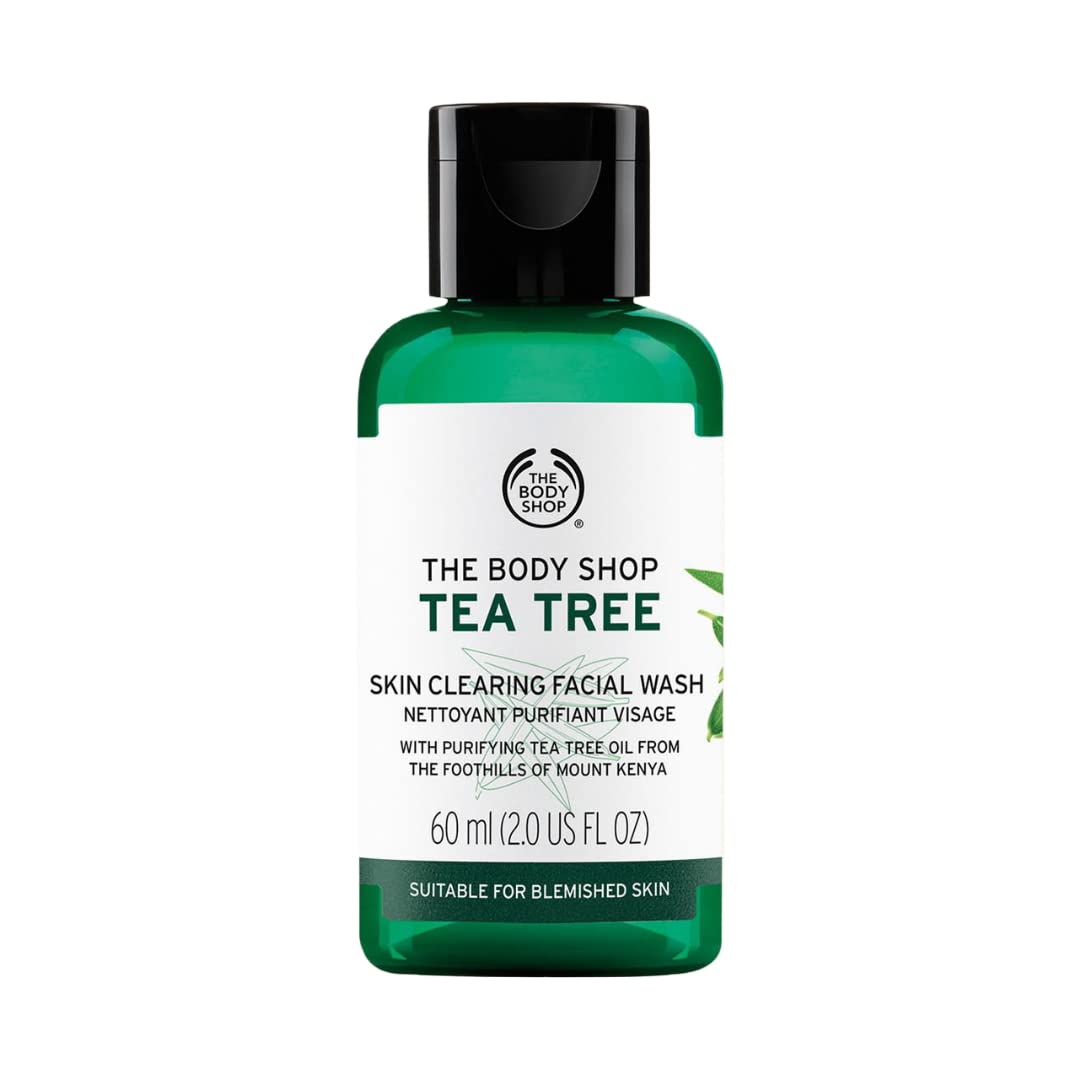 The Body Shop - Limpiador facial para limpiar la piel del árbol de té, hecho con aceite de árbol de té, para piel propensa a manchas, 100% vegano, 2 onzas líquidas