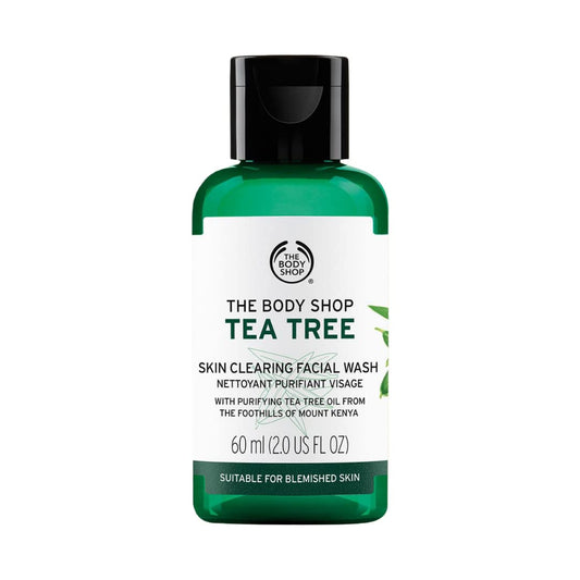 The Body Shop - Limpiador facial para limpiar la piel del árbol de té, hecho con aceite de árbol de té, para piel propensa a manchas, 100% vegano, 2 onzas líquidas