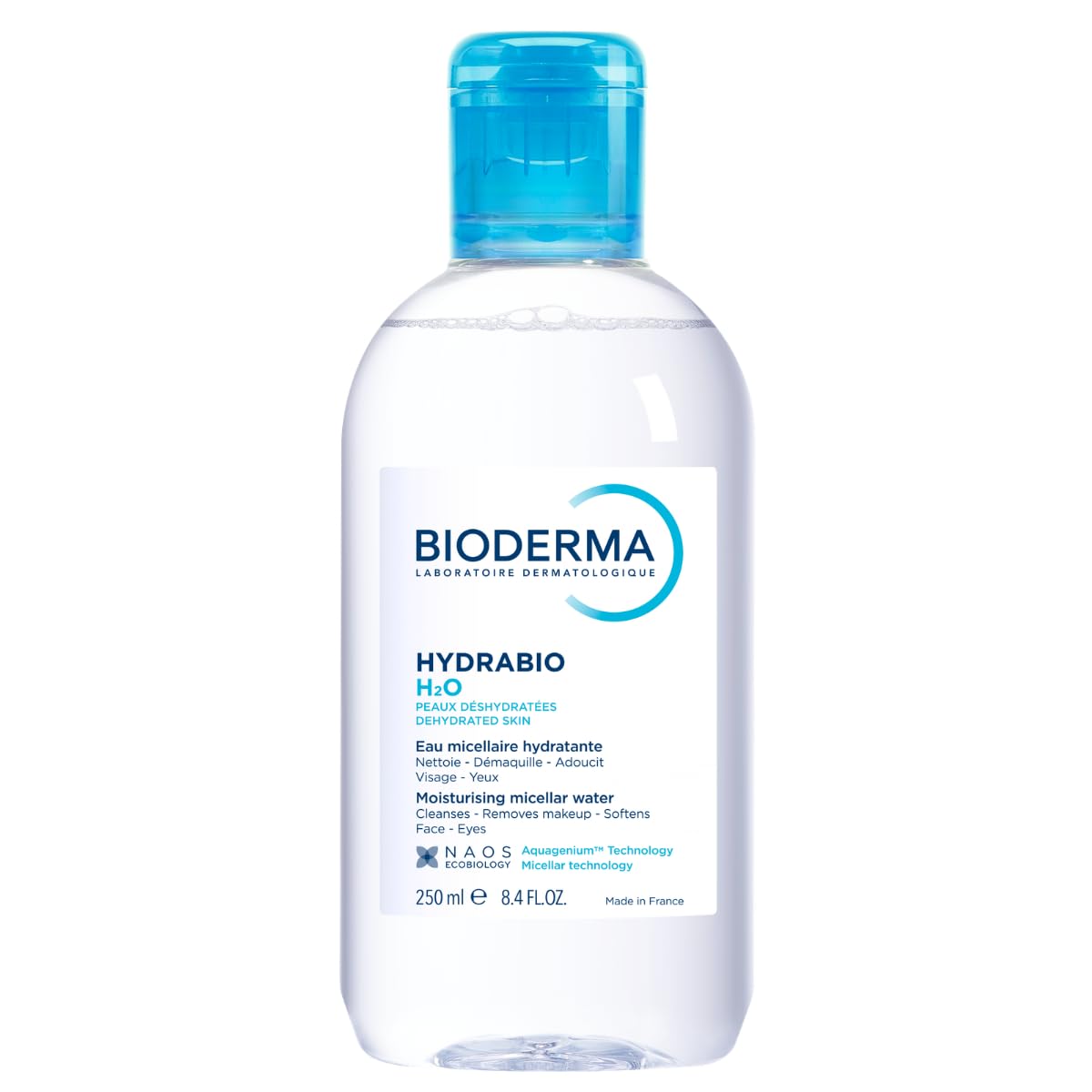 Bioderma Hydrabio H2O Micellar Cleansing Water and Makeup Remover Solution for Dehydrated or Sensitive Skin