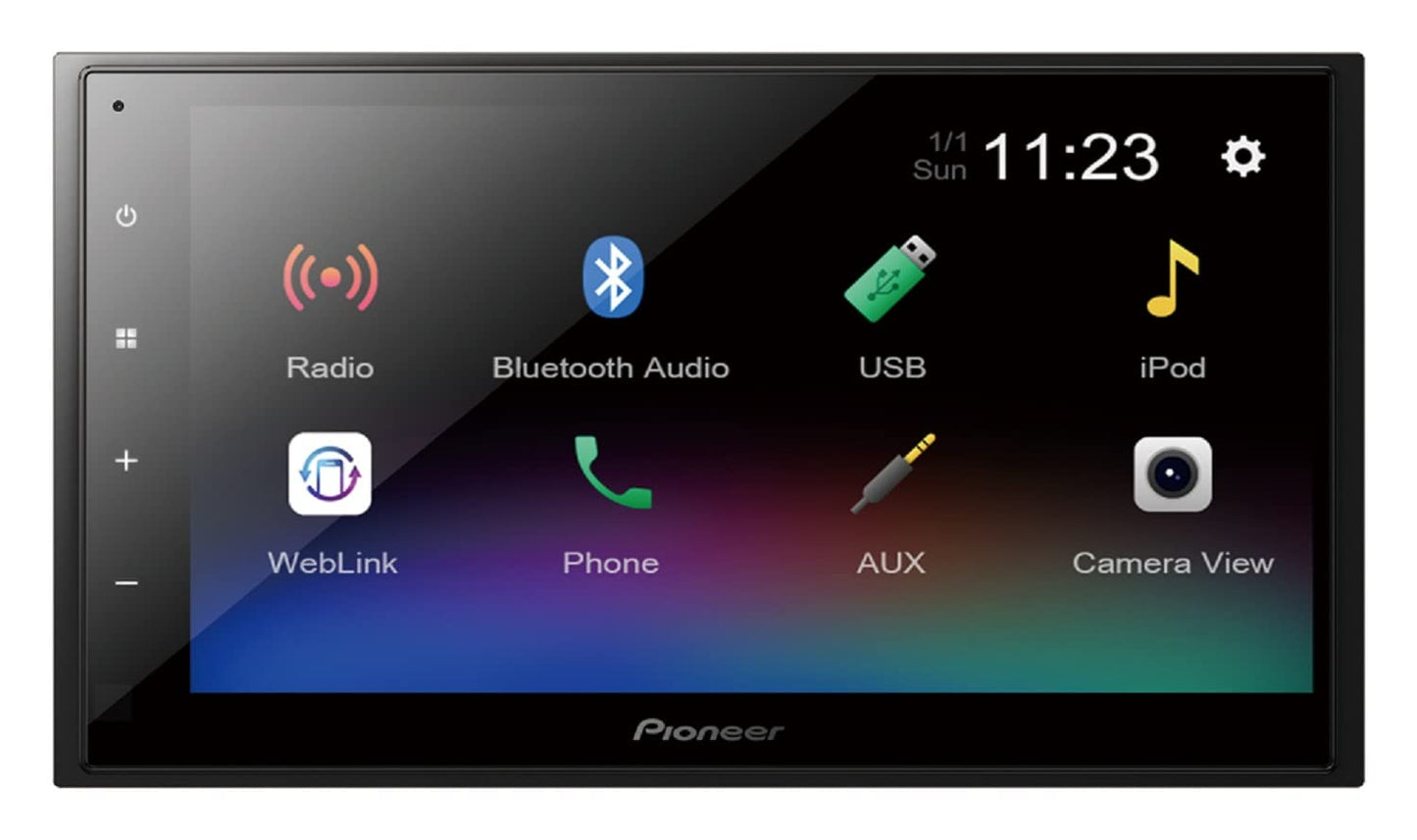 Pioneer visualización táctil doble DIN de 6.8, soporte de música para Apple iPhone y Android, receptor estéreo de coche digital Bluetooth en el tablero