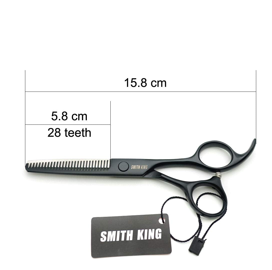 Juego de tijeras de corte de pelo de 12,7 cm con estuche de tijera de piel para cortar el pelo, tijeras de adelgazamiento de pelo para personal y profesional (negro)
