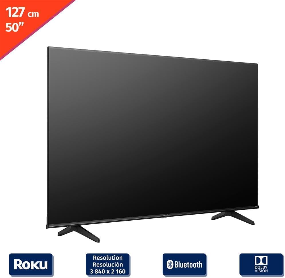Hisense Television Smart TV de 50 Pulgadas Class 4K Ultra HD (2160P) HDR Roku Smart LED TV HDR, Wi-Fi de Doble Banda, Motion Rate120 50R6E5 Funciona con Alexa y Asistente Google