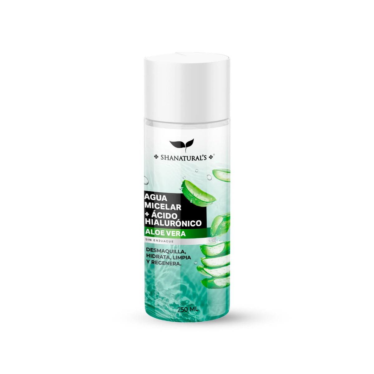 Agua Micelar con Ácido Hialurónico y Aloe Vera, 250 mL
