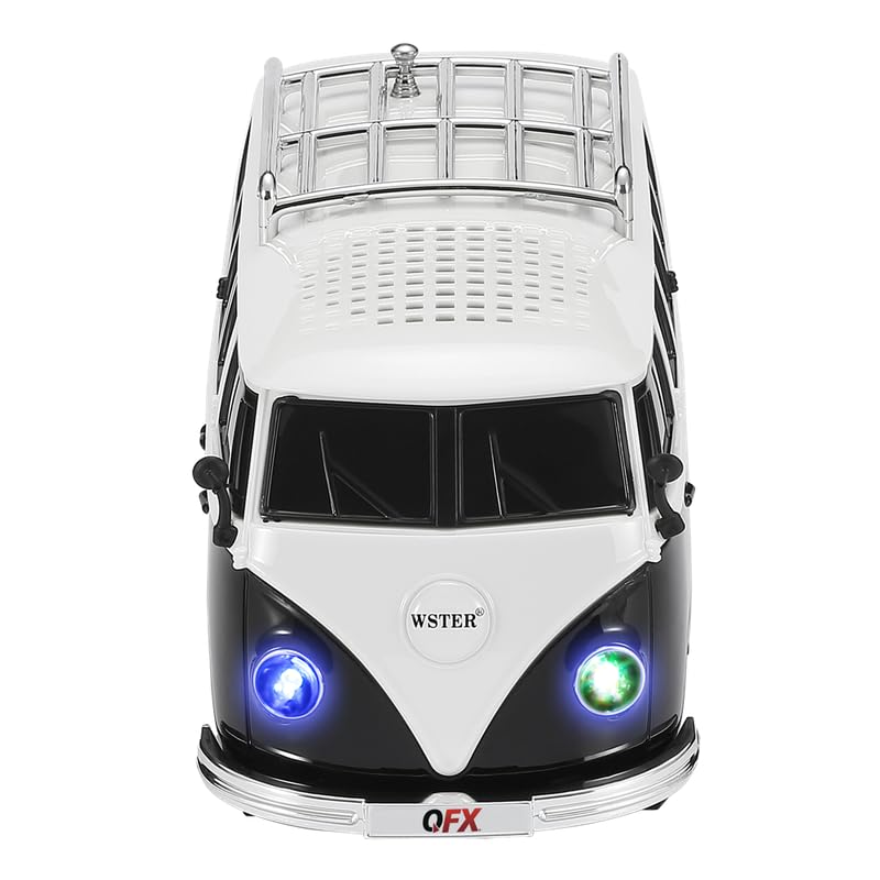 Altavoz Retro QFX Azul Bluetooth 1961 con Radio FM y Luces LED de Fiesta