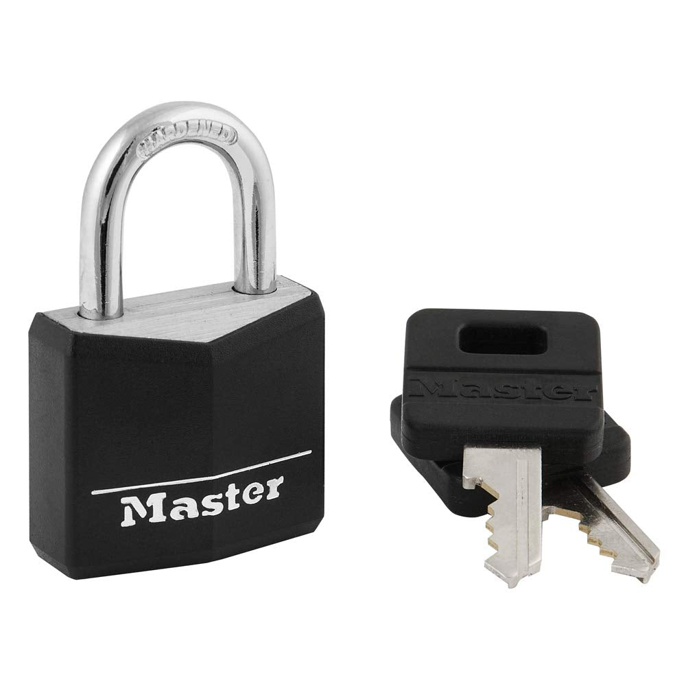 Candado con Llave Master Lock Negro de Aluminio Cubierto 1 Paquete