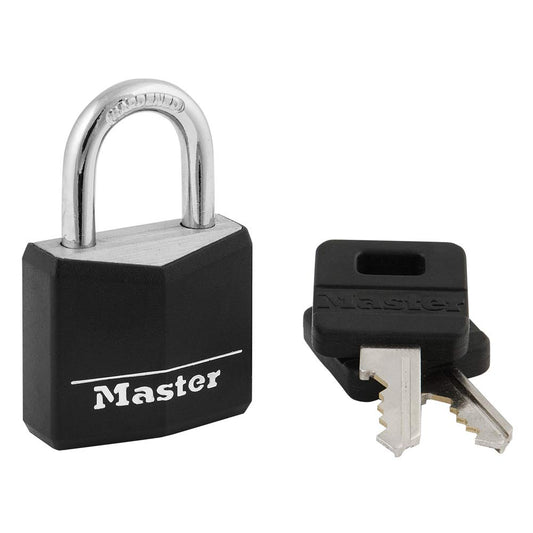 Candado con Llave Master Lock Negro de Aluminio Cubierto 1 Paquete