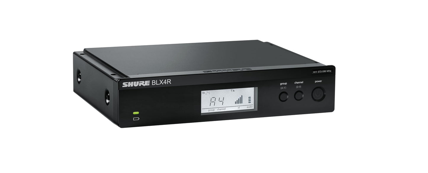 Sistema de Micrófono Inalámbrico Shure BLX24R SM58 Banda H10 con Receptor de Montaje en Rack y Transmisor de Mano para Actuaciones Vocales