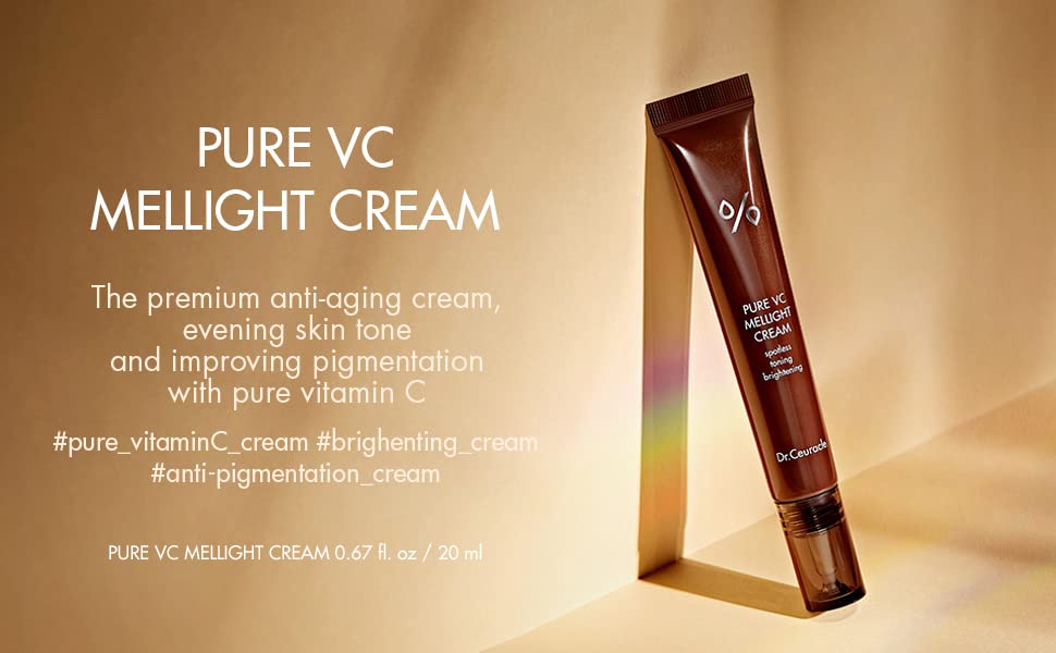 leegeehaam Dr.Ceuracle Pure Vitamin C Mellight CreamㅣTone-Up Serum for Face with Pure Vitamin CㅣAnti-Aging Moisturizer for Instant GlowㅣDark Spots, Wrinkles, & Sun Damaged SkinㅣParabens-Free