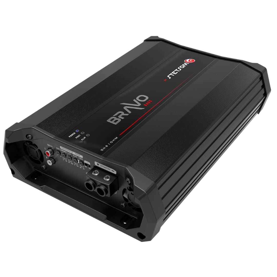 Amplificador de Audio Stetsom Bravo BASS 5000 Negro de 5000W RMS con Crossover y Refuerzo de Graves para Coche