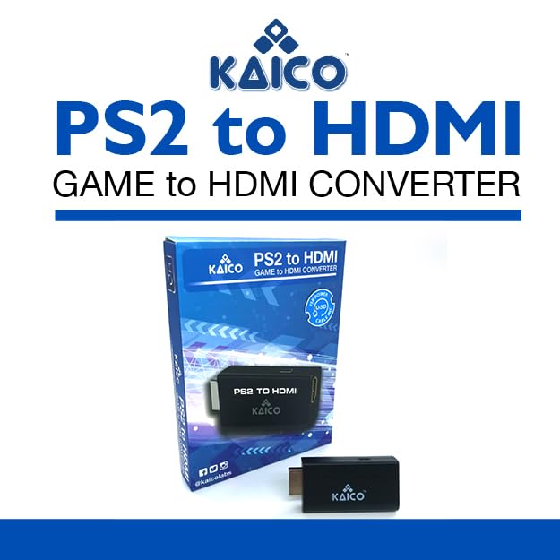 Kaico HDMI Converter for Use with All PS2 Models - Component to HDMI Converter Adaptor - Play Playstation 2 on Your HDMI TV - Retro Gaming HDMI Converter Adapter Compatible with PS2
