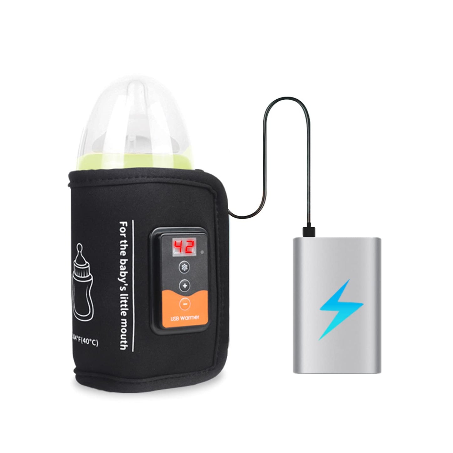Calentador de Biberones, Alimentado por USB, Bolsa de Calentamiento de Biberones para Automóvil, Calentador de Leche Materna de Viaje con Control de Temperatura Y Pantalla LCD, Calentamiento Uniforme