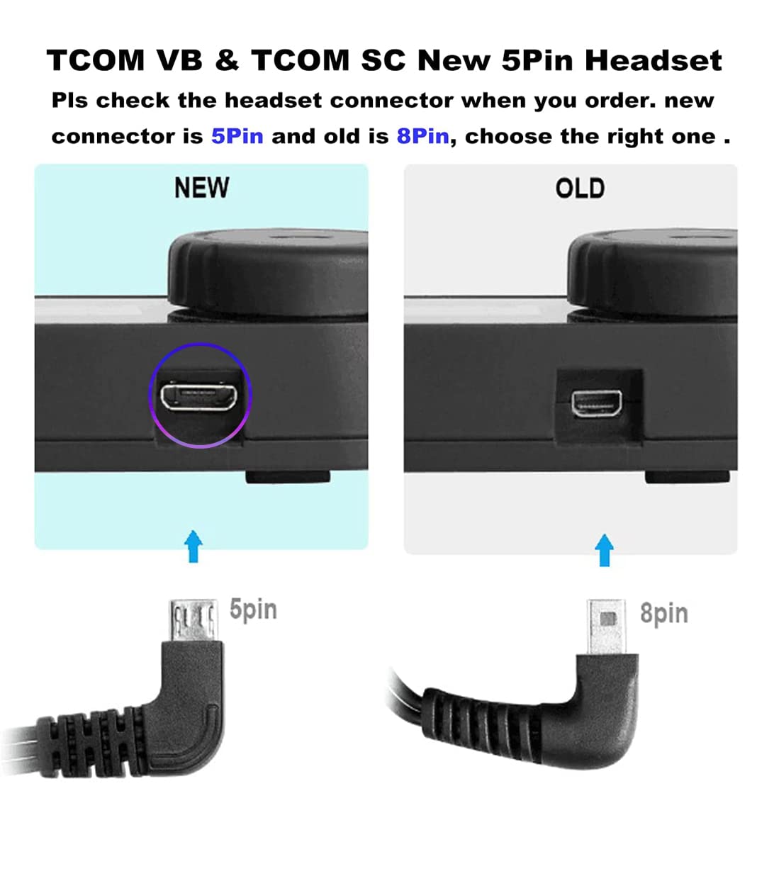 FreedConn - Micrófono de intercomunicación Bluetooth [Auriculares actualizados de 5 pines] Altavoz para KY Pro TCOM-VB/TCOM-SC (interfaz micro USB para auriculares de 5 pines)