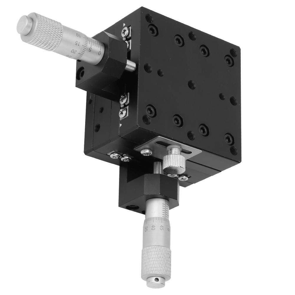 Keenso SEMY60-AC Micrómetro lineal de precisión manual de traducción lineal de desplazamiento de etapa de desplazamiento de rodamiento de recorte de mesa deslizante Rodillo cruzado XY Eje 60 x 60 x 40