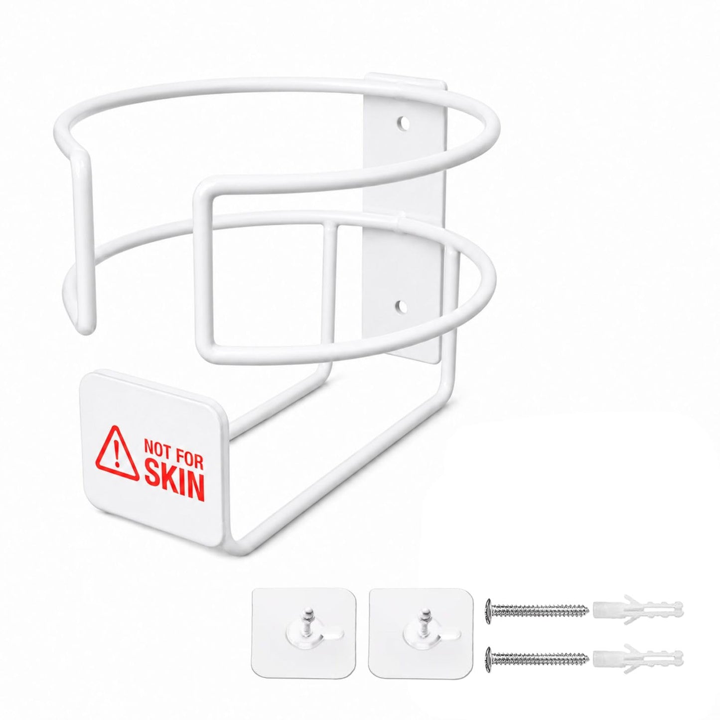 Soporte para toallitas desinfectantes de montaje en pared para recipientes Clorox y Lysol, soporte de bote de limpieza de metal con etiqueta de advertencia de piel, se adapta a hasta 5.2 pulgadas