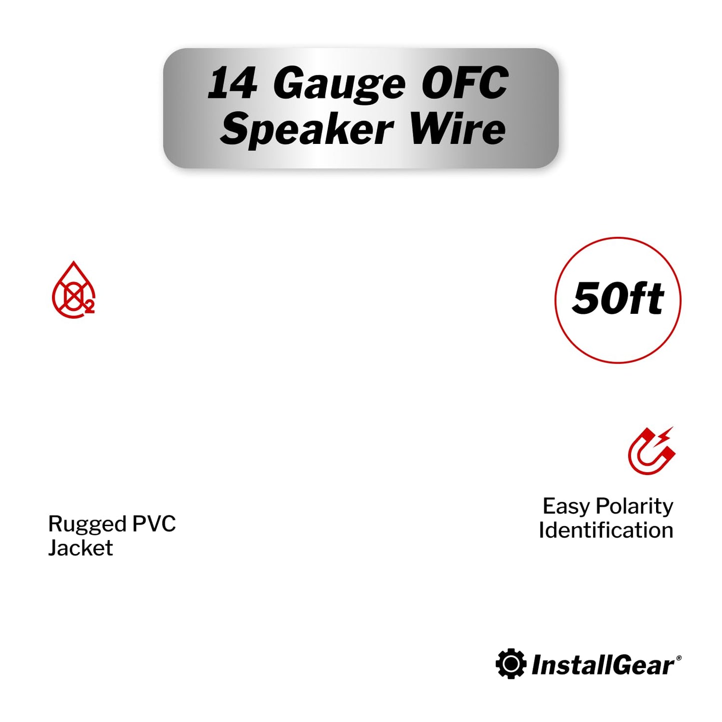 InstallGear 14 Gauge Tinned OFC Heavy Duty Boat Marine Speaker Wire, 50 feet