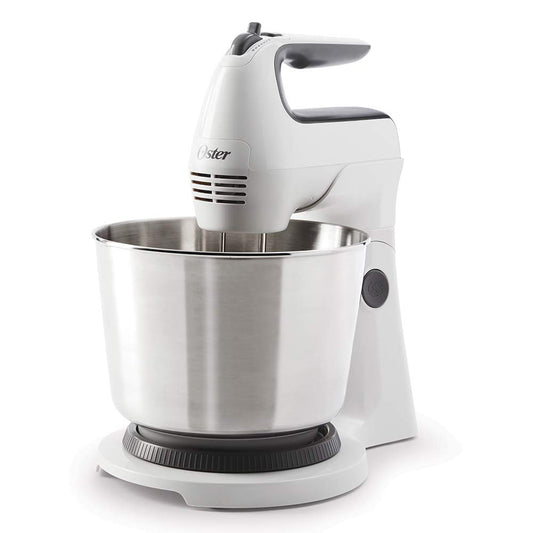 Batidora Mano/Pedestal Oster Blanca con Tazón de Acero