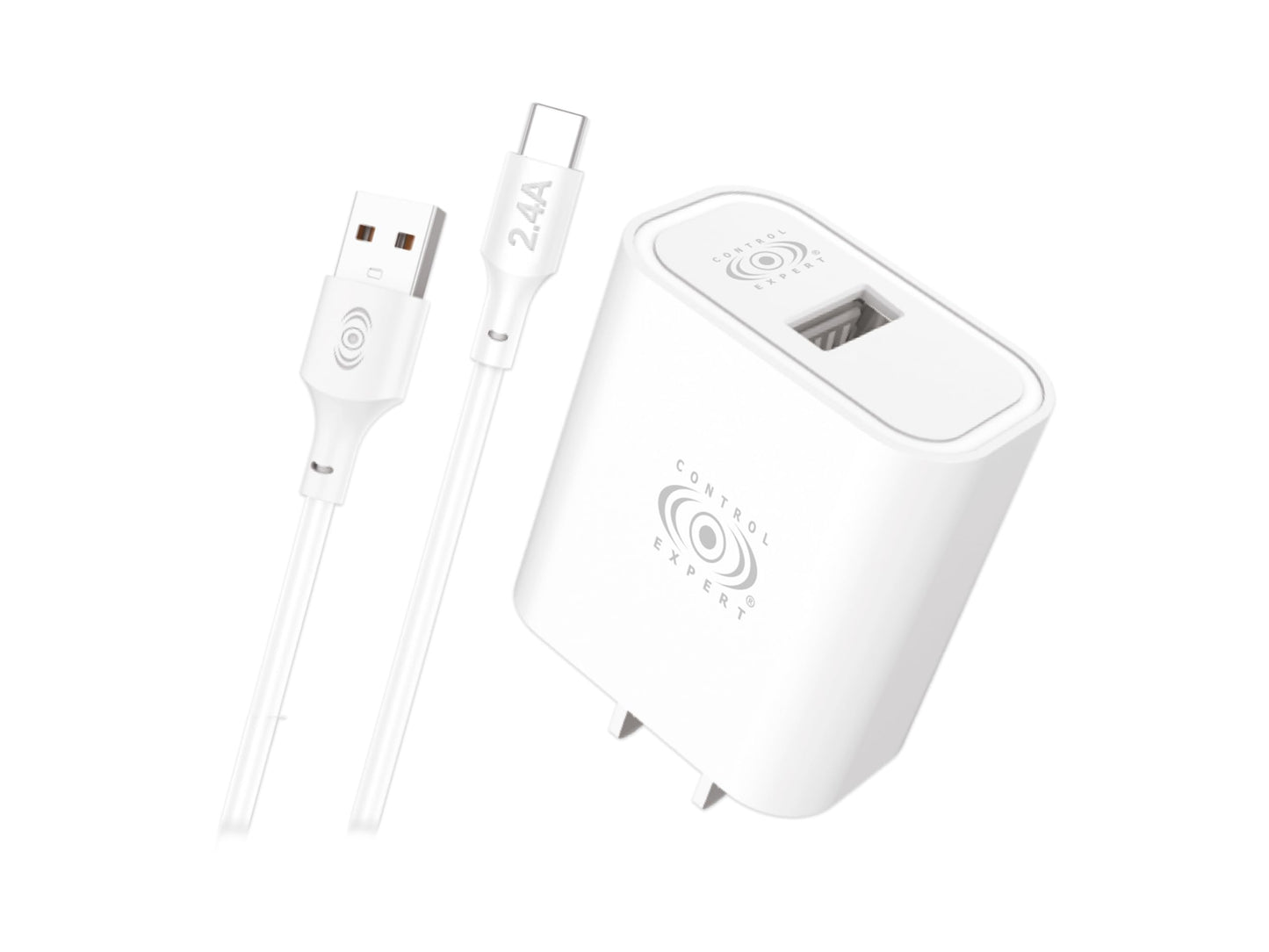 CONTROL EXPERT Combo Cargador Carga Rapida USB a Tipo C 2.4 A Cable 1 Metro (Blanco)