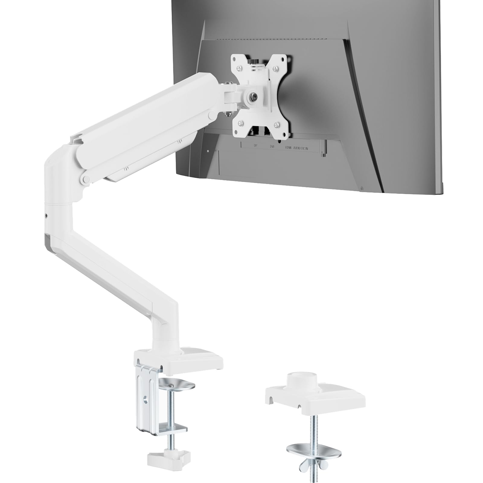 Soporte para Monitor WALI Blanco con Resorte de Gas Ergonómico Ajustable para Monitores hasta 34 Pulgadas y 12 kg
