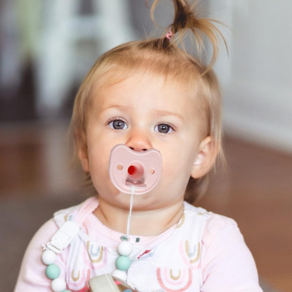 Kids Heroes Chupones para Bebe 0 a 3 Meses de Una Sola Pieza de Silicona, Chupones Ortodonticos 0-3 meses Libre de BPA, Paquete de 2 (Rosa)