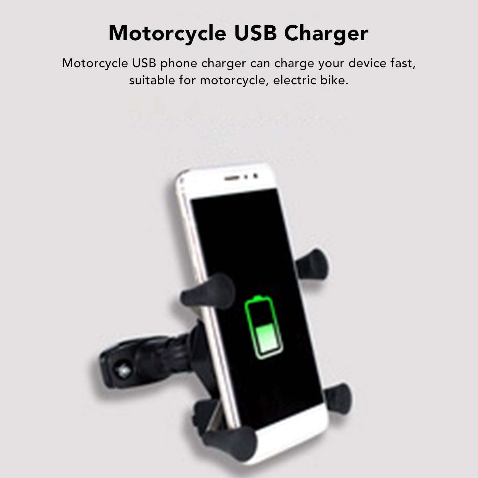 Fydun Cargador de Teléfono para Motocicleta, Doble Cargador USB 5V 2A Carga Rápida Impermeable Cable de Extensión para Smart Phone Tablet GPS 9-90V 9-90V