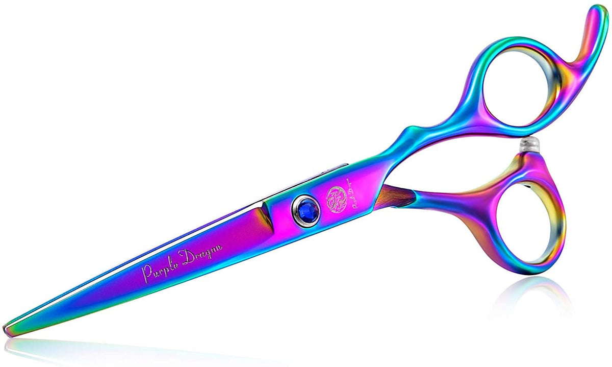 Purple Dragon - Tijeras Profesionales para Peluquería de Acero Inoxidable Japonés 440C, 14 cm y 15 cm, Multicolor