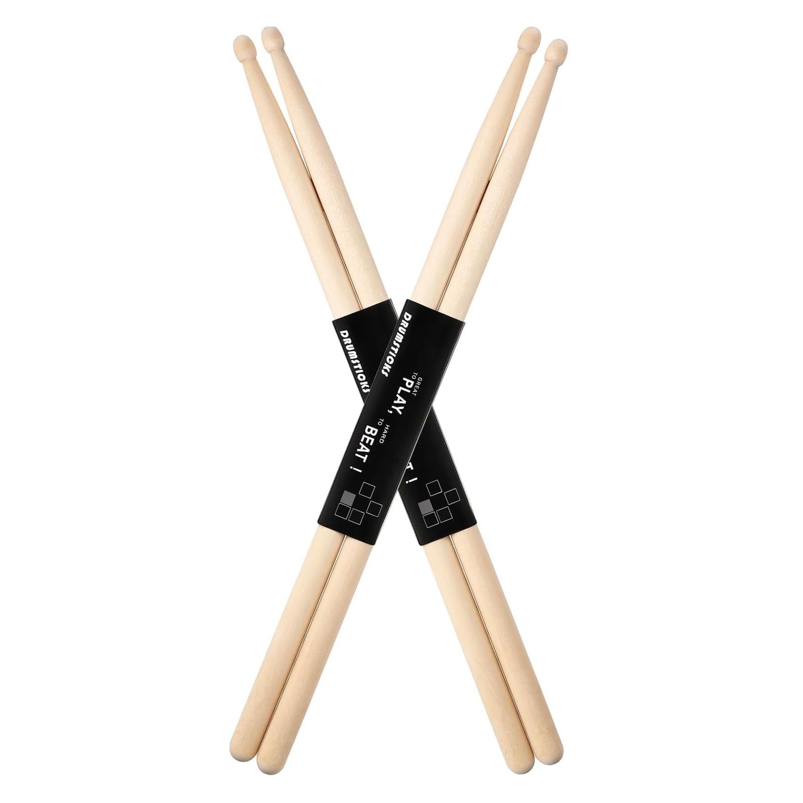 Baquetas 5A para Bateria,Baquetas Profesionales, Baquetas Antideslizantes para Batería Eléctrica, Baquetas de Bateria Para Niños Adultos Principiantes, 2 Pairs Drum Sticks (5A)