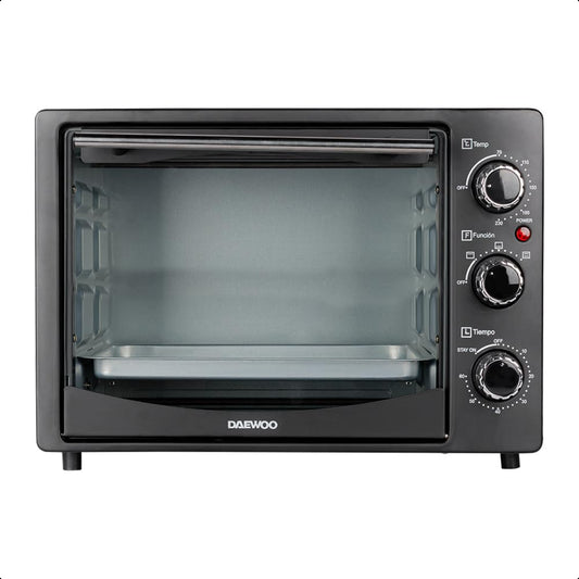 DAEWOO Horno tostador de 20 L Daewoo DOT-1657 con control de temperatura ajustable y temporizador y puerta de vidrio templado