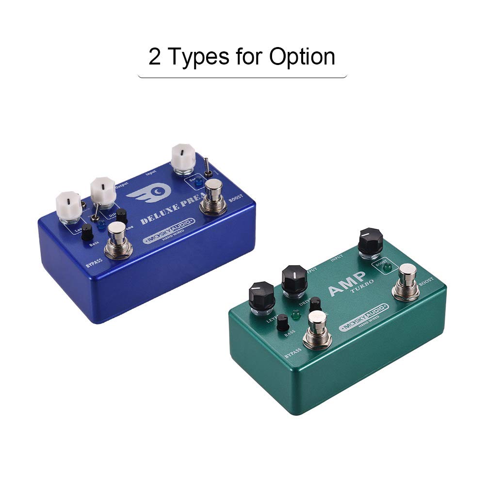 Deluxe PREAMP 2 en 1 Pedal de Efectos de uitarra Boost + Efectos Overdrive clásicos Carcasa Totalmente de Metal con Bypass Verdadero